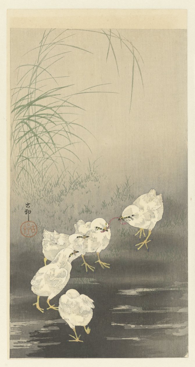 Pintos e Minhocas de Ohara Koson