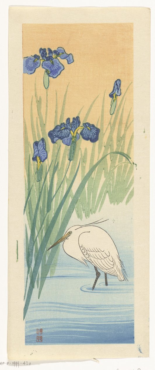 Garça com íris de Ohara Koson