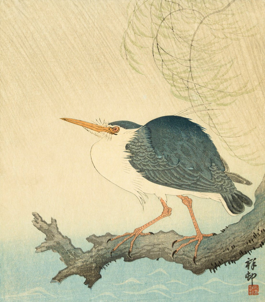 Heron in a Storm, do artista japonês Ohara Koson de Ohara Koson