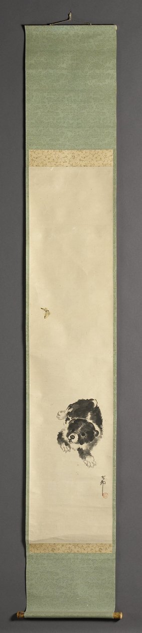 Cão com borboleta de Ohara Koson