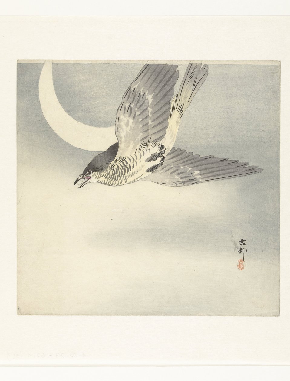 Cuco na lua crescente de Ohara Koson
