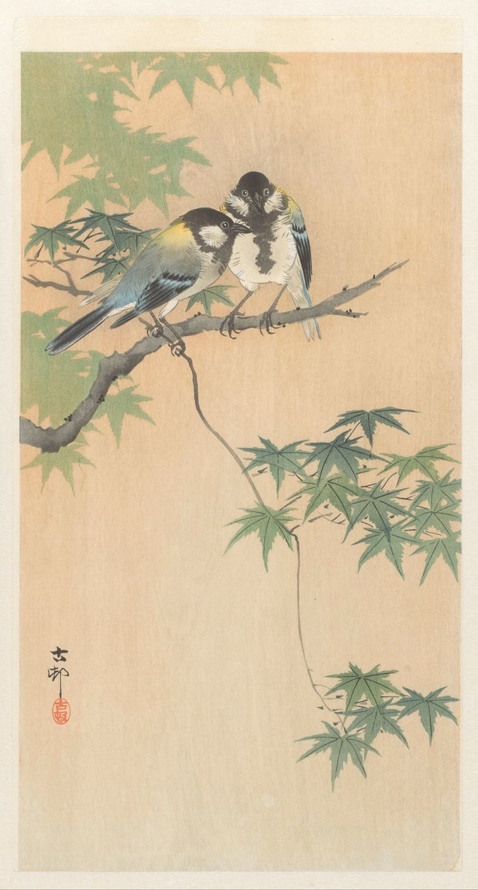 Grandes tetas no ramo de bordo de Ohara Koson
