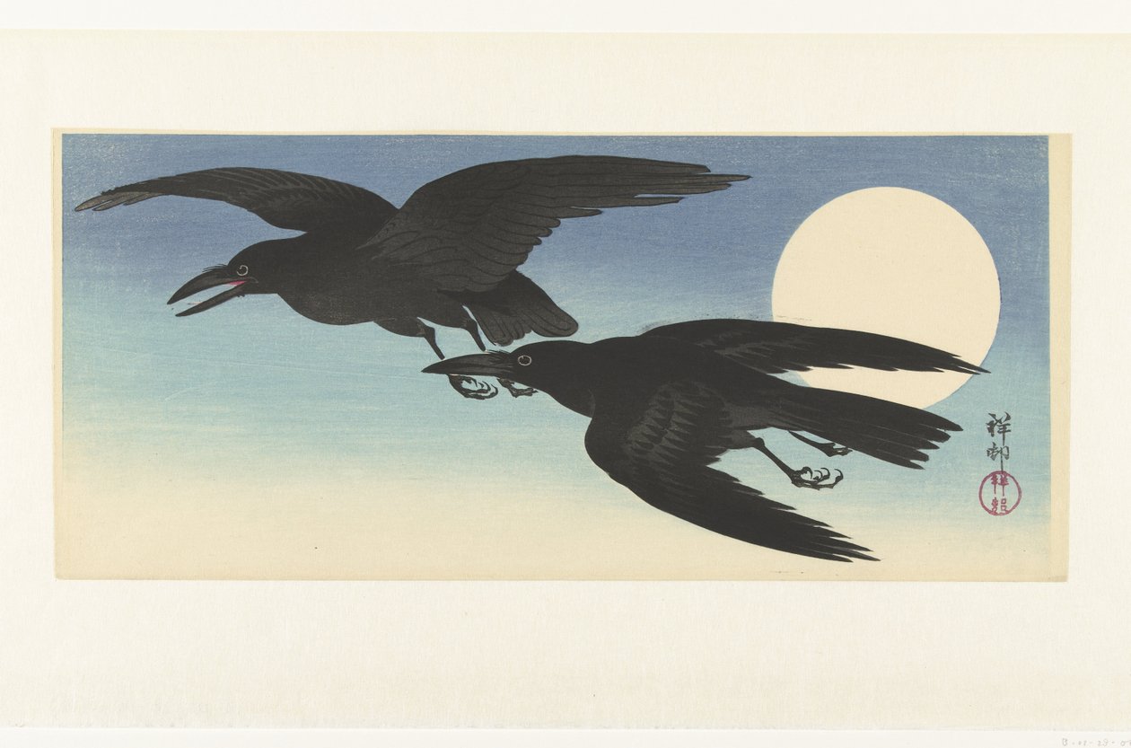 Corvos na lua cheia de Ohara Koson