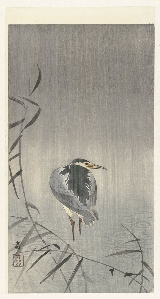 Chora na chuva de Ohara Koson
