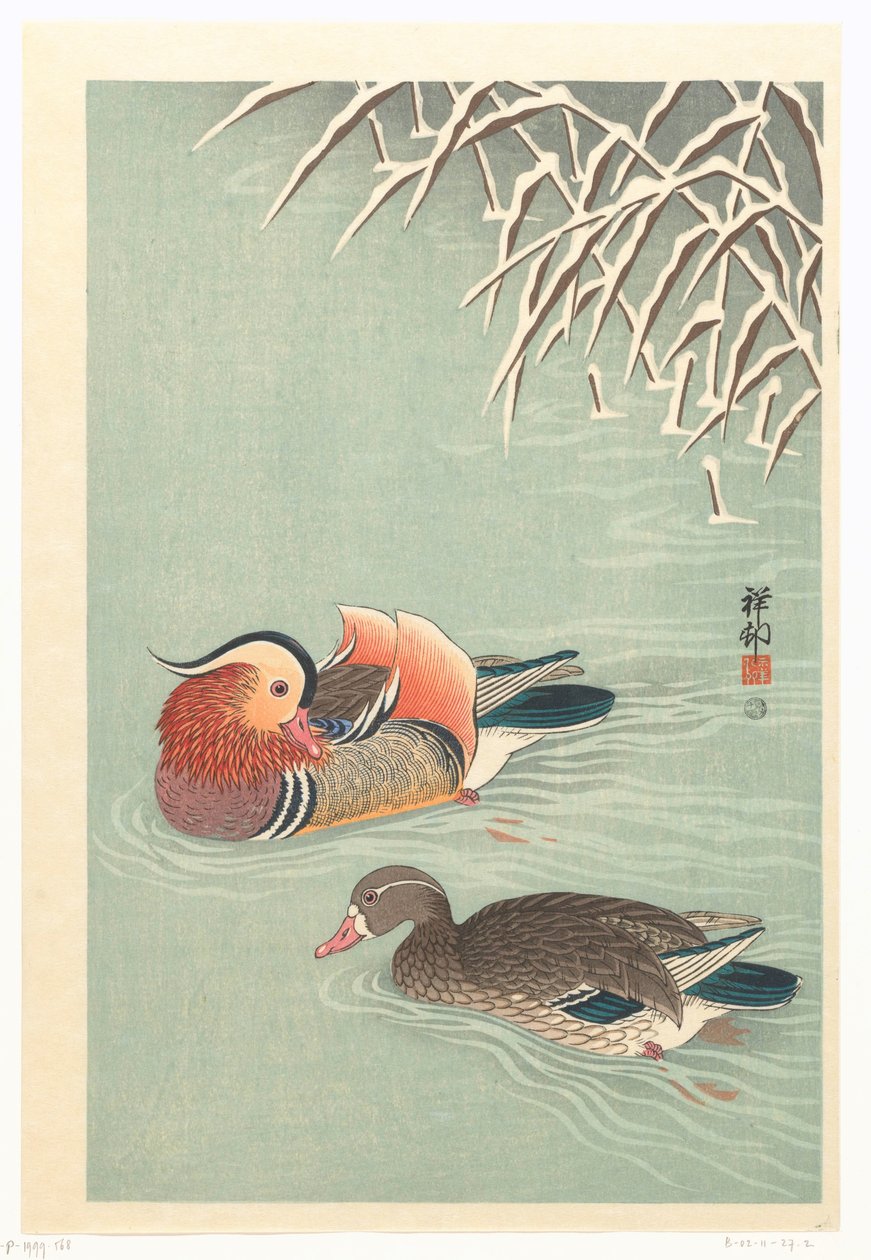 patos mandarim de Ohara Koson