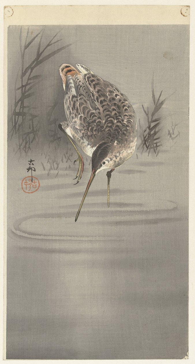 Corte na água de Ohara Koson