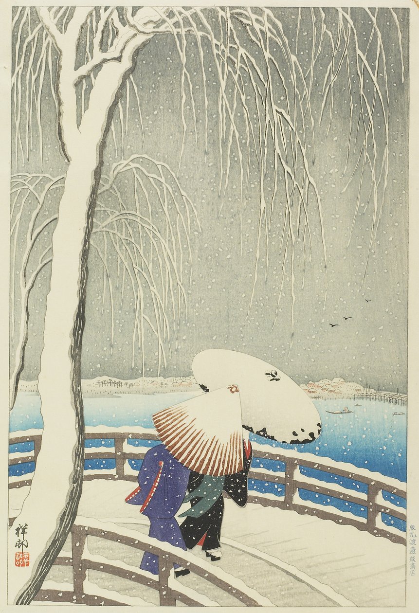 Neve em Yanagibashi, 1927 de Ohara Koson