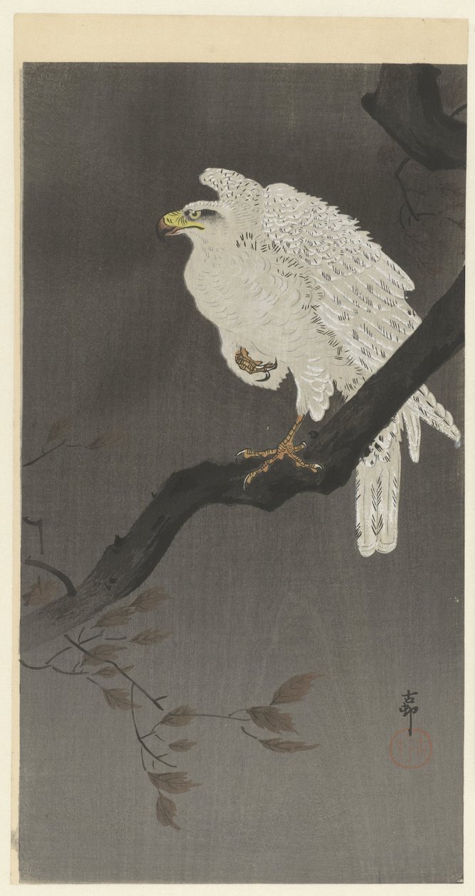 Águia-das-neves num ramo de Ohara Koson