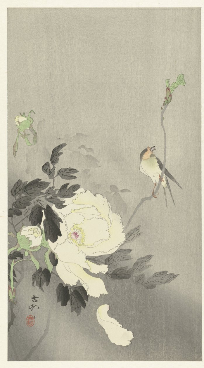 Engole com Peónia de Ohara Koson