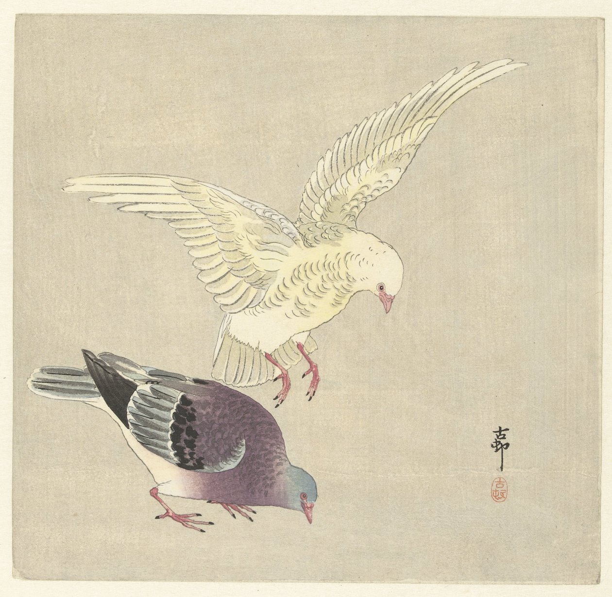Dois pombos de Ohara Koson