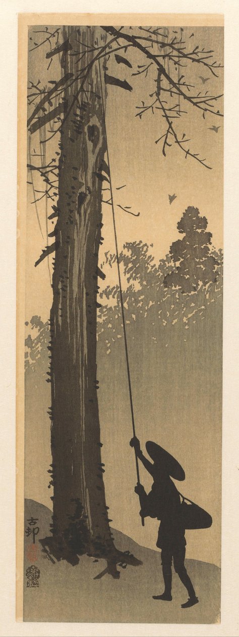 ladrão de ninho de passarinho de Ohara Koson