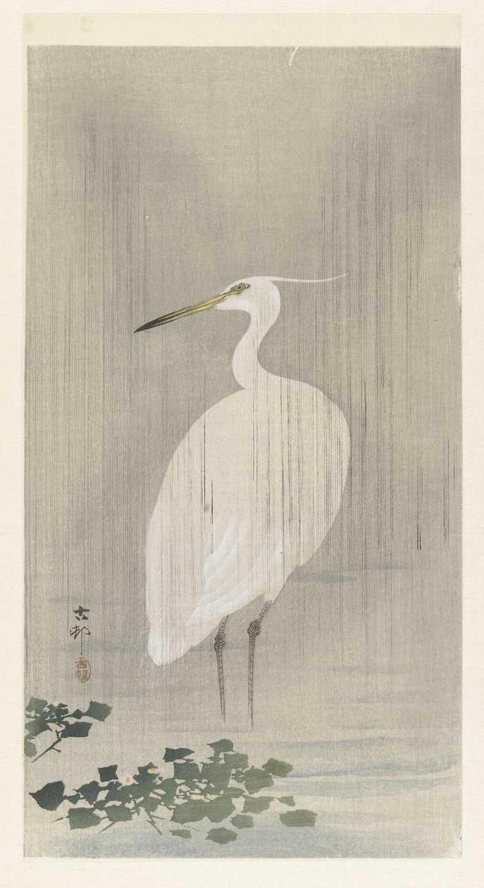 Egret à chuva de Ohara Koson