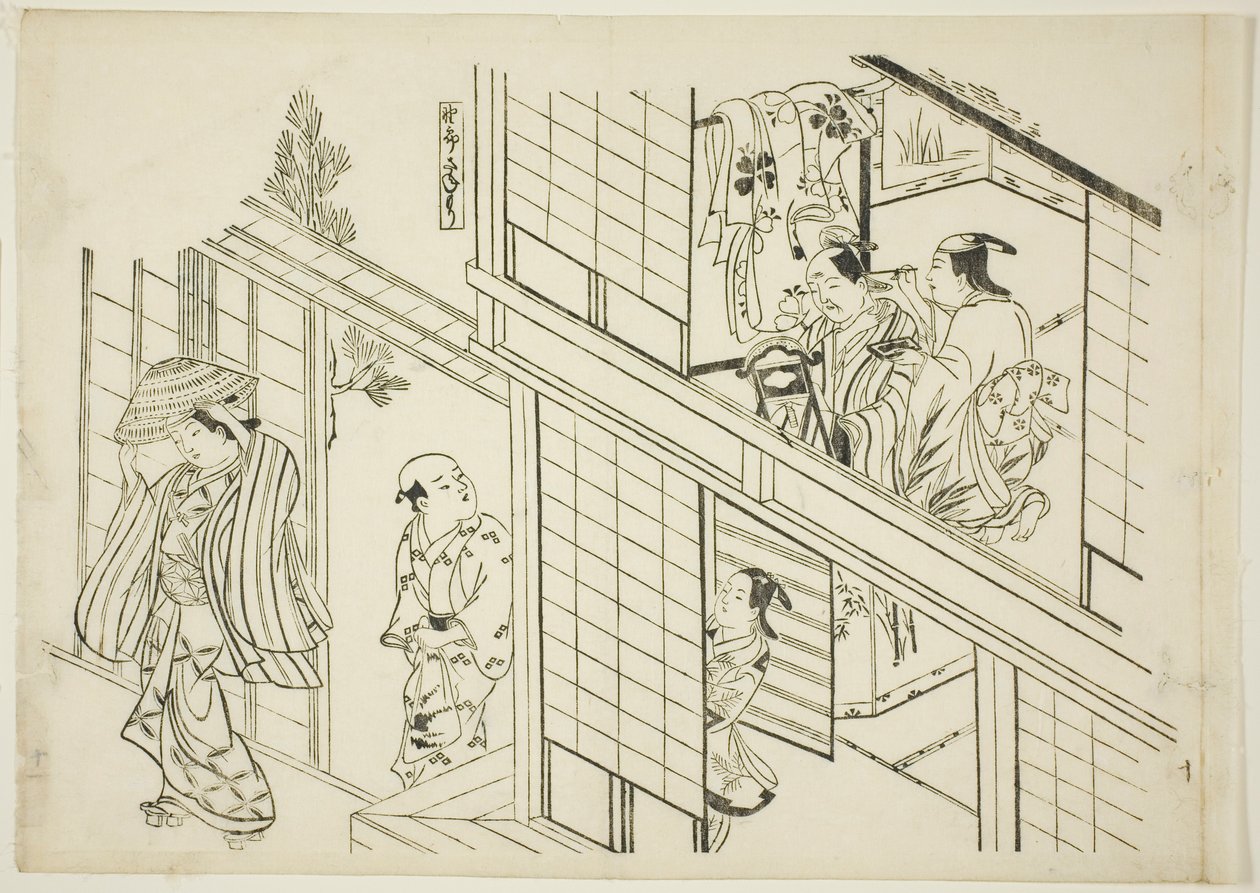 A Young Sanemori (Yaro Sanemori), não. 10 de uma série de 12 gravuras que retratam paródias de peças de Okumura Masanobu