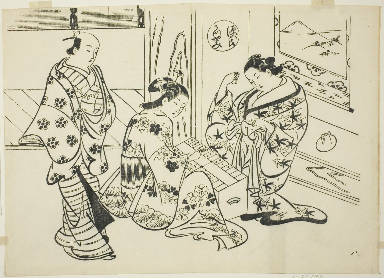 O capítulo Utsusemi de "The Tale of Genji" (Genji Utsusemi), de uma série de paródias de Genji de Okumura Masanobu