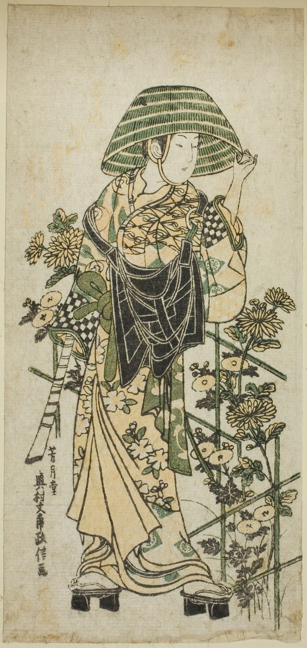 Jovem vestido como monge mendicante de Okumura Masanobu