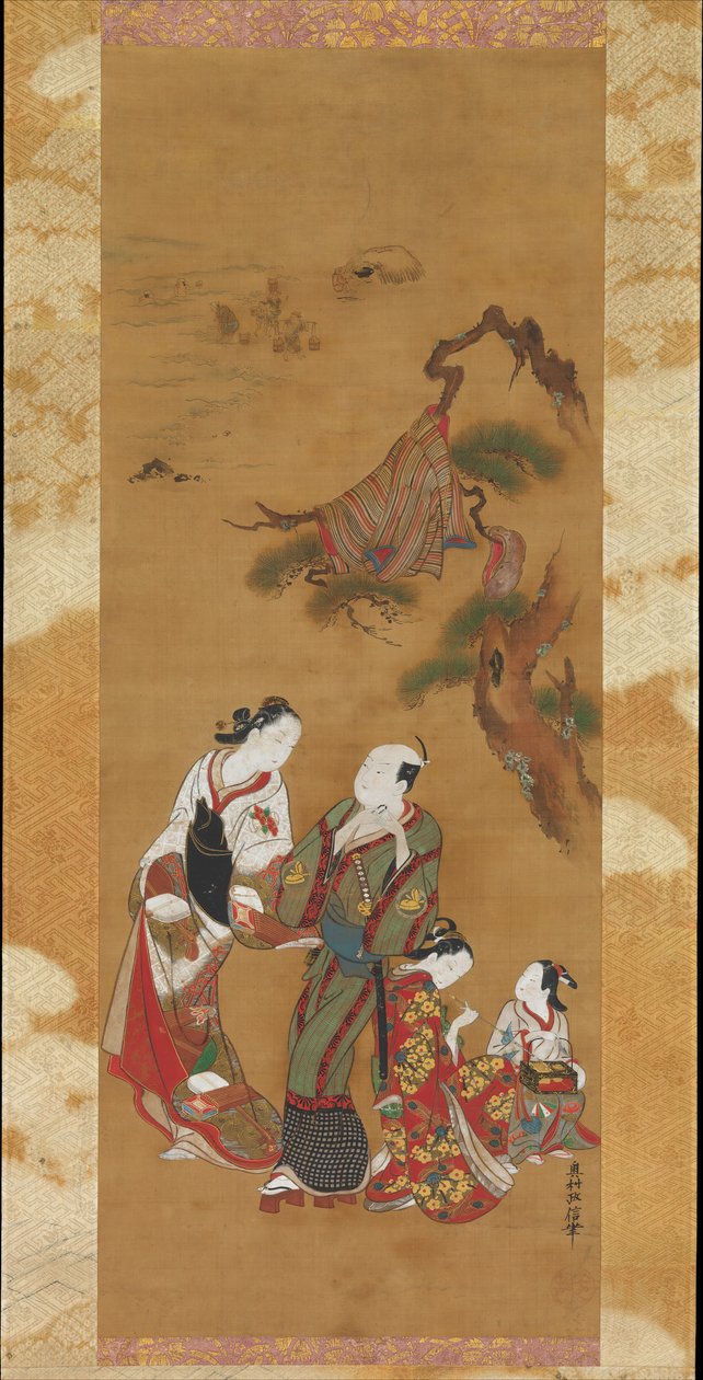 Yukihira e Dois Brinemaidens em Suma, século XVIII. de Okumura Masanobu
