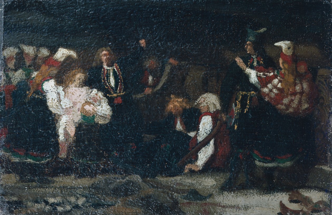 Luta no pátio da quinta (óleo sobre tela) de Olaf Isaachsen