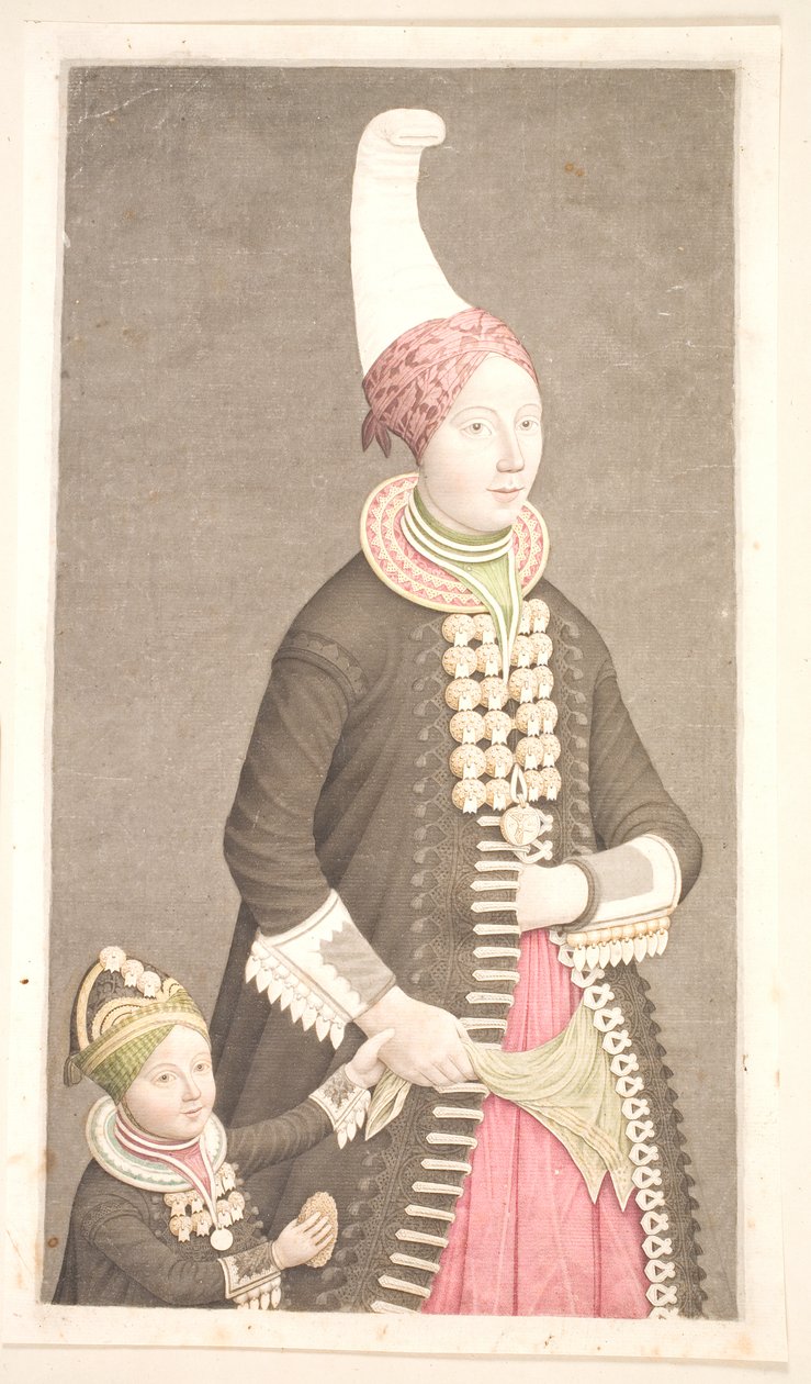 Mulher e menina vestindo fantasias islandesas de Olavius