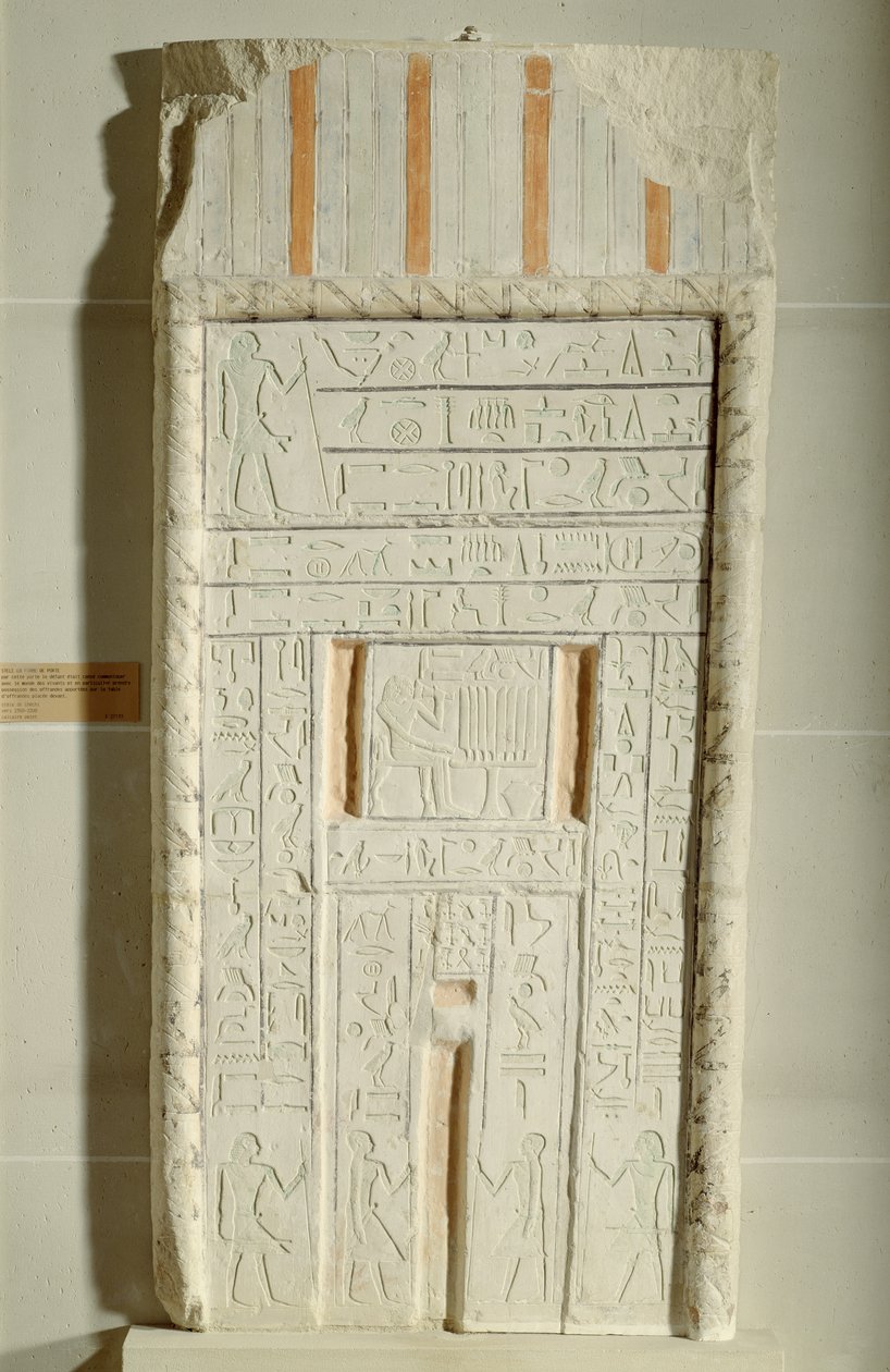 Falsa porta de Sheshi, c.2300-2200 aC (calcário pintado) de Old Kingdom Egyptian