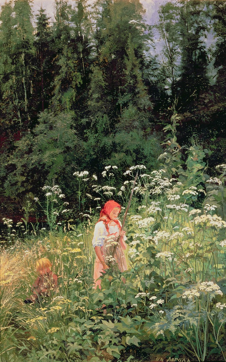 Menina entre as flores silvestres, 1880 de Olga Antonova Lagoda Shishkina