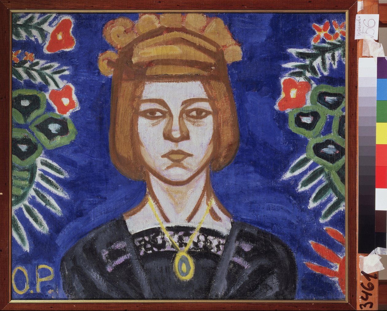 Auto-retrato. Pintura de Olga Vladimirovna Rozanova (1886-1918), óleo sobre tela, por volta de 1912. Arte russa, século XX, vanguarda. Museu de Arte do Estado, Ivanovo (Rússia). de Olga Wladimirowna  Rosanowa