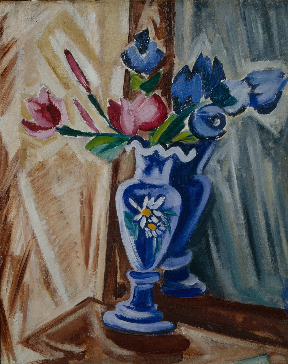 Vaso azul com flores, 1913 de Olga Rozanova