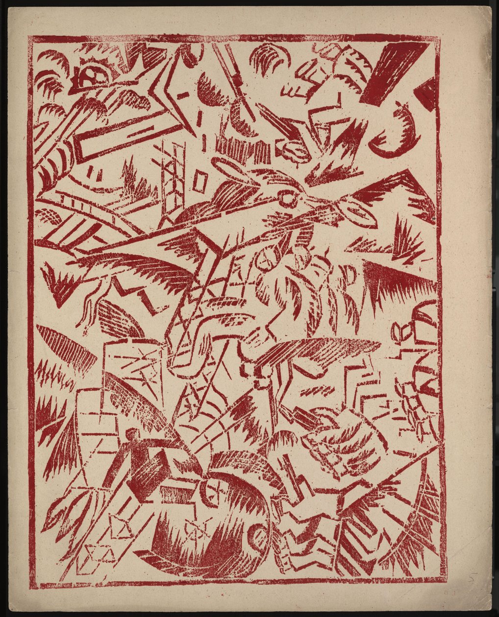 Ilustração para o livro A Guerra de Aleksey Kruchenykh, 1916 de Olga Rozanova