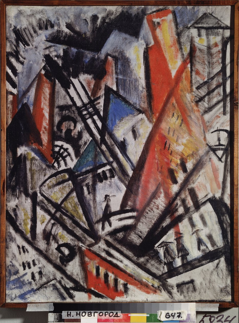 Uma cidade. Pintura de Olga Vladimirovna Rozanova (1886-1918), óleo sobre tela de Olga Wladimirowna  Rosanowa