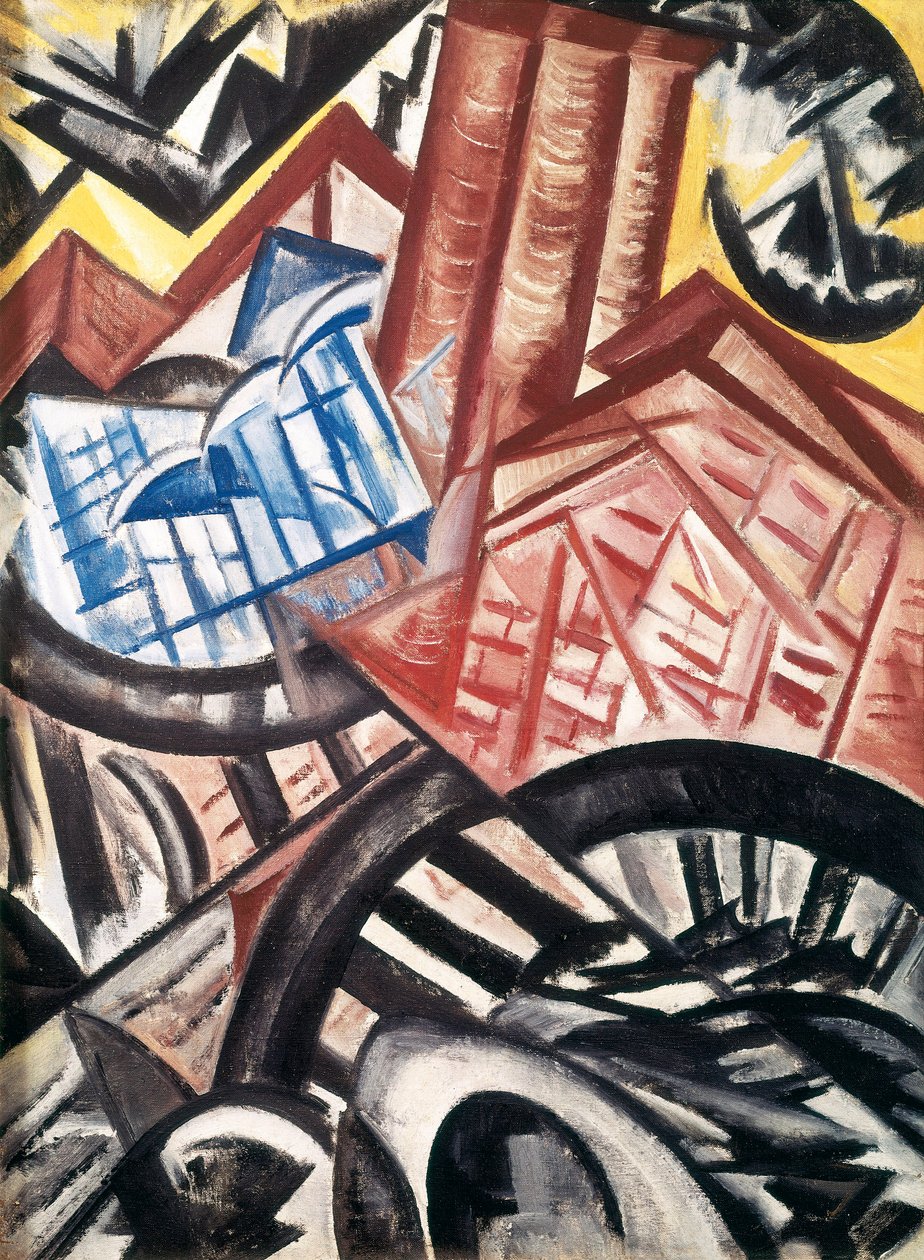 a fábrica e a ponte (óleo sobre tela) de Olga Wladimirowna  Rosanowa
