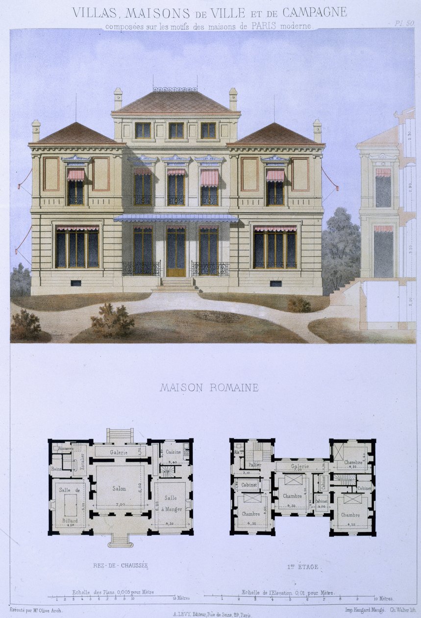 Villa Romana, gravada por Walter, apartamento 50 de &39;Villas, cidade e casas de campo&39;, publicado Paris de Olive