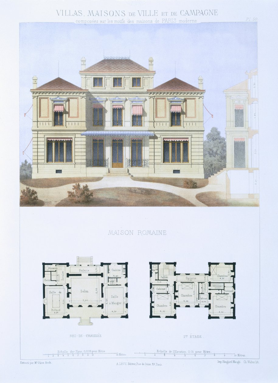 Casa Romana, da &39;Cidade e Casas de Campo Baseadas nas Casas Modernas de Paris&39;, c.1864 de Olive