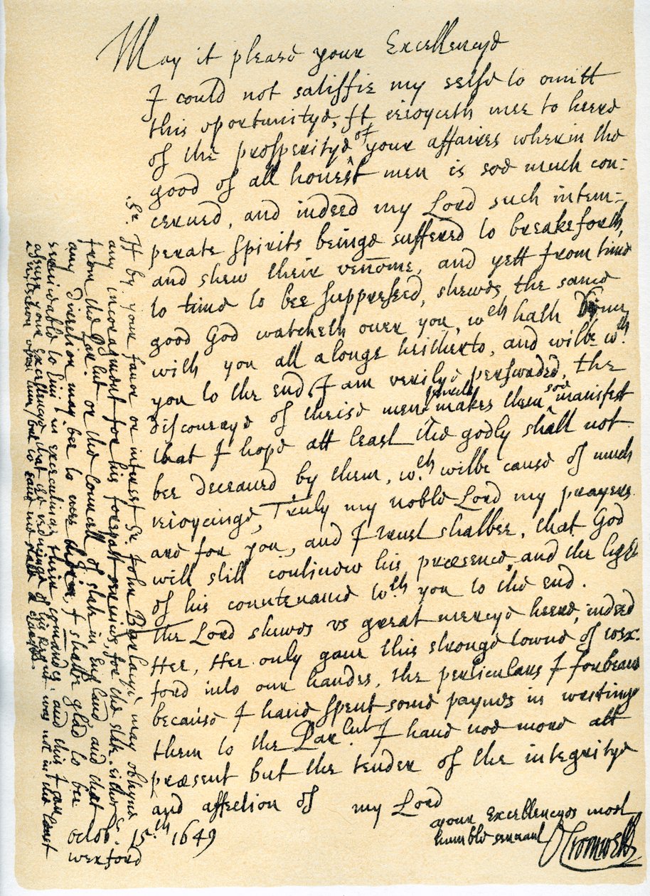 Carta de Oliver Cromwell a Lord Fairfax, Wexford, 15 de Outubro de 1649 de Oliver Cromwell