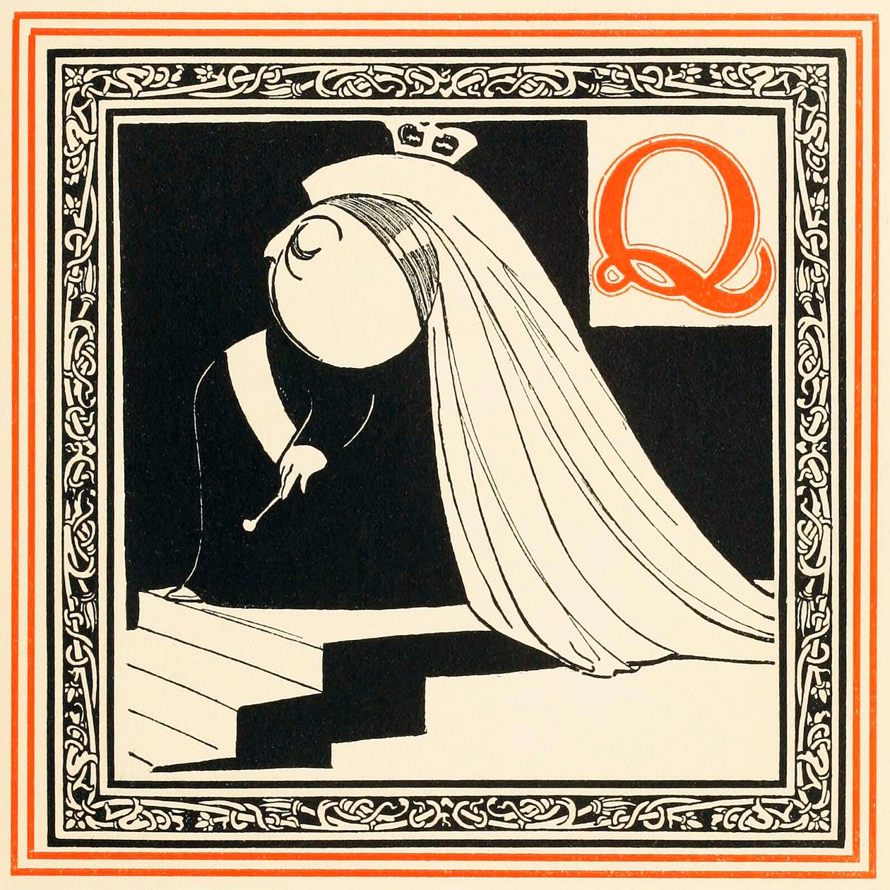 Q é a Rainha, tão nobre e livre, de An Alphabet of Celebrities, pub. 1899. de Oliver Hereford