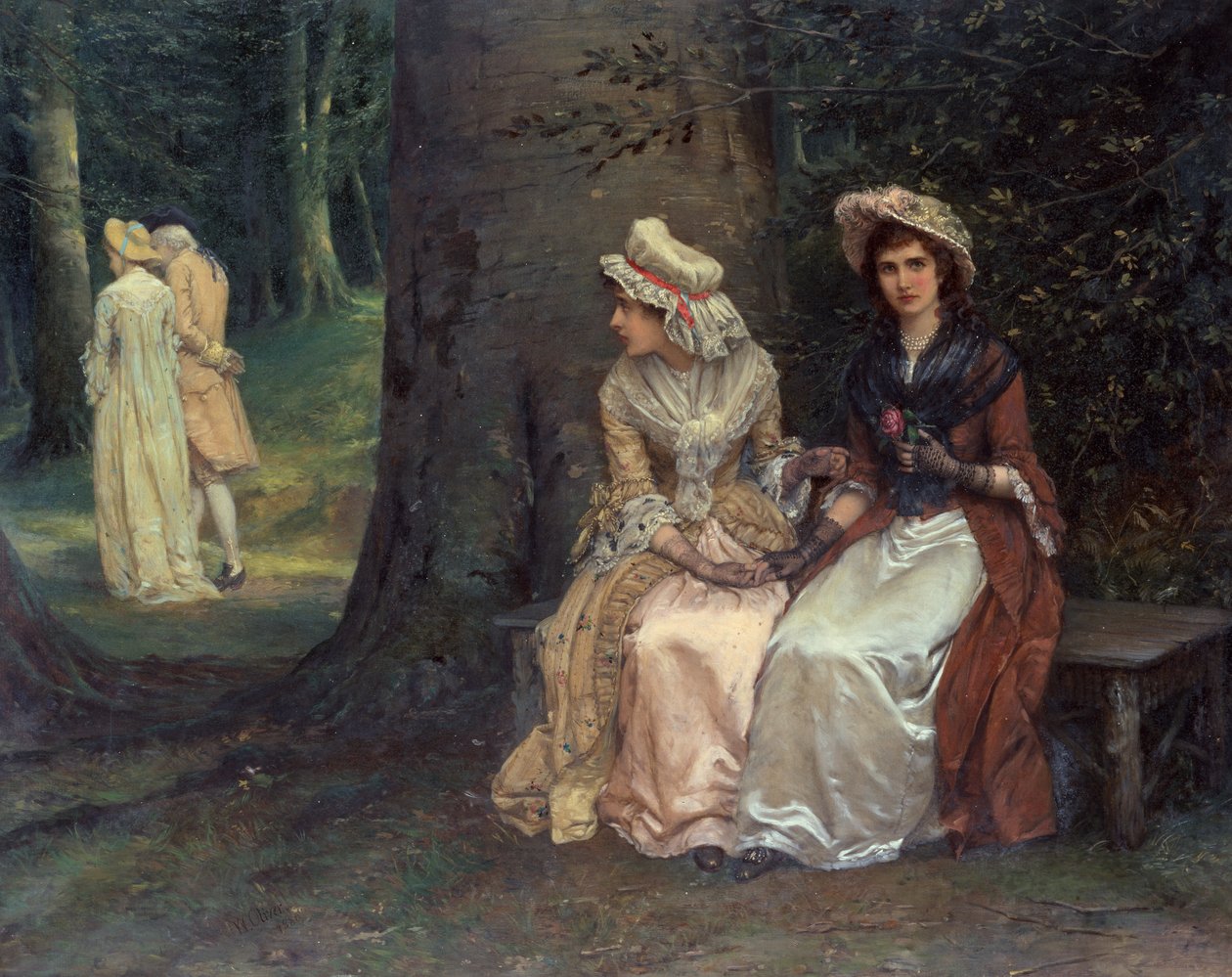 Amor não correspondido, uma cena de Muito Barulho por Nada (óleo sobre tela) de Oliver William Williams