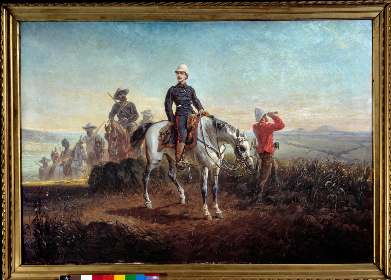 Campanha Colonial na África do Sul: "Príncipe Imperial Eugene Louis Napoleon Bonaparte (1856-1879) em Zoulouland" Pintura de Olivier Pichat (1825-1912), 87 x 128 cm. Século XIX. Compiegne musee du chateau - Campanha Colonial na África do Sul: "Príncipe I de Olivier Pichat