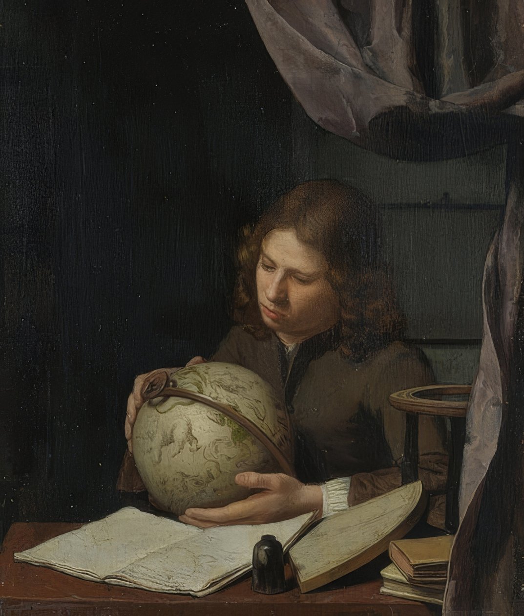 Um jovem astrônomo. Por volta de 1685 de Olivier van Deuren