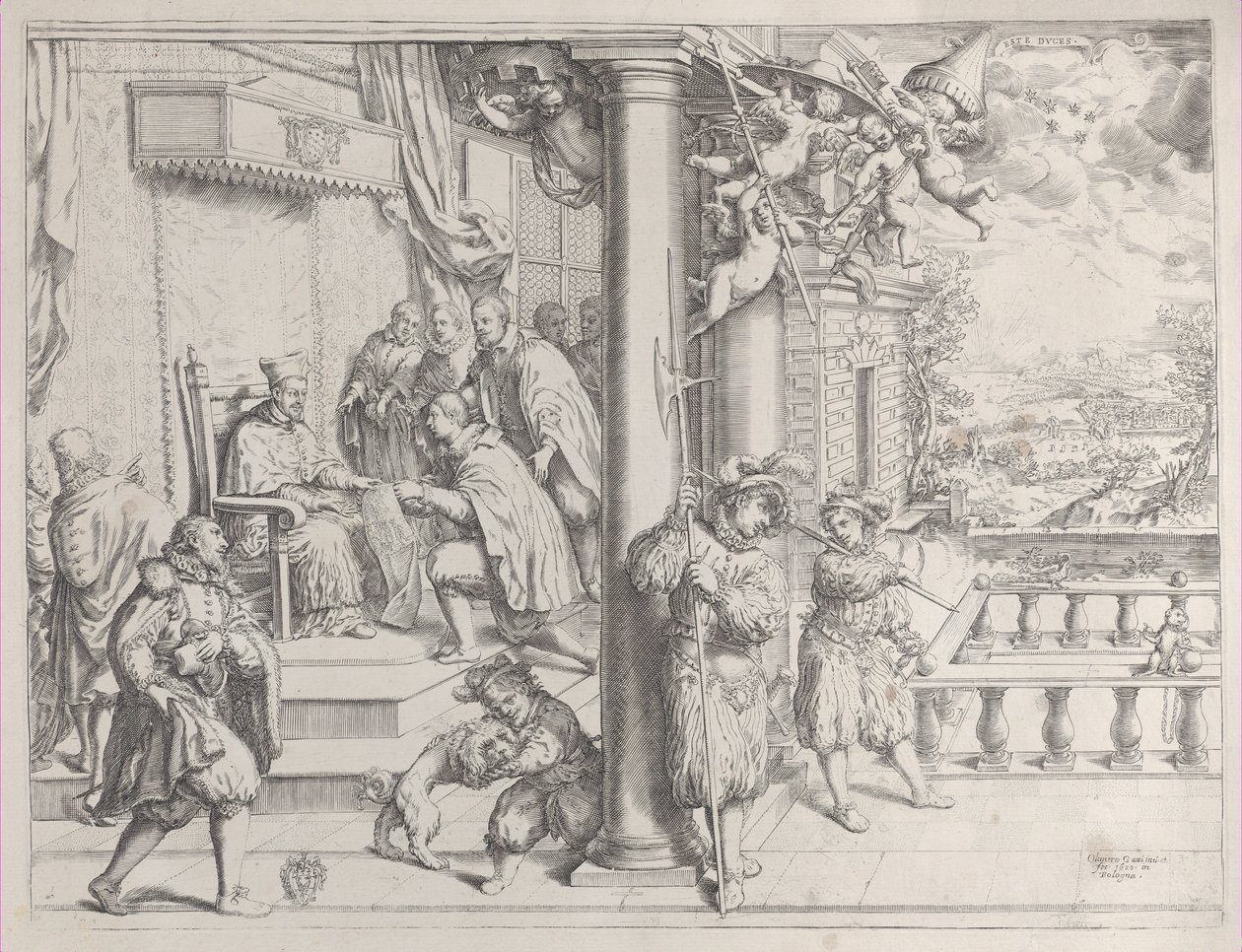 Um jovem apresentando sua tese ao cardeal Aldobrandini, 1620., 1620. de Oliviero Gatti