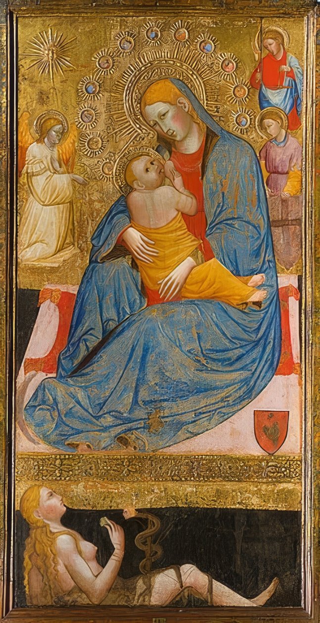 A Madonna da humildade com a tentação de Eva. Por volta de 1400 de Olivuccio di Ciccarello
