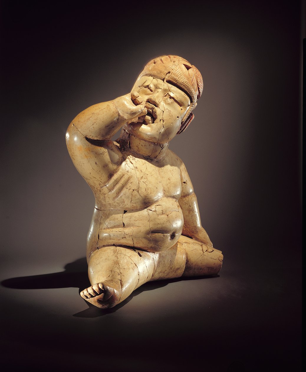 Figura do bebê (cerâmica, cinábrio e vermelho ocre) de Olmec