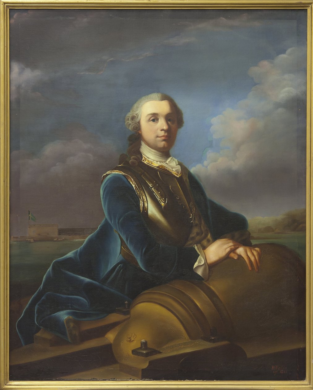 Conde Augustin Ehrensvard, oficial militar e arquiteto sueco - Retrato de Augustin Ehrensvaerd (1710-1772), de Arenius, Olof (1700-1766). Óleo sobre tela. Tamanho: 138x112 cm. Nationalmuseum Estocolmo de Olof Arenius