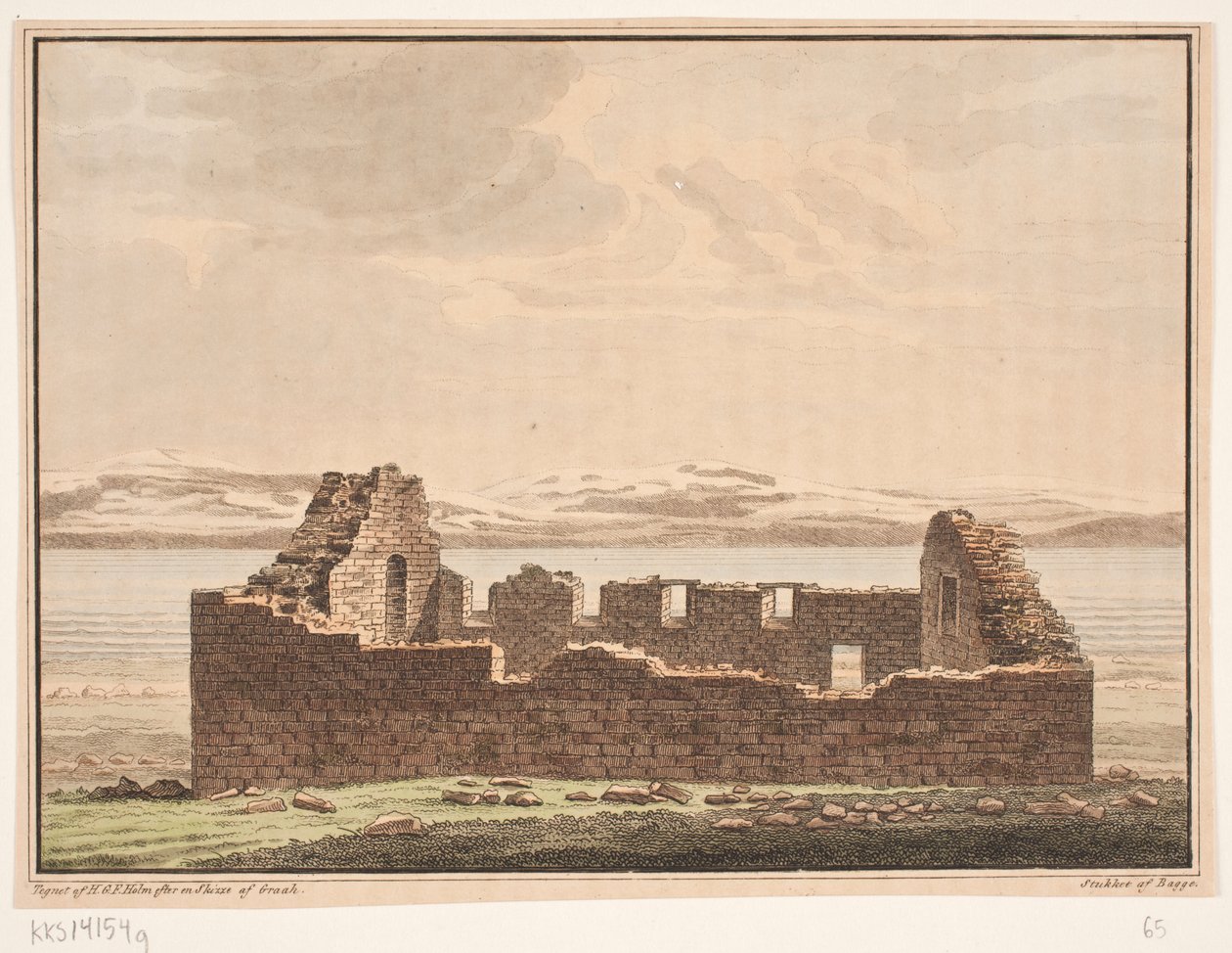 Ruínas da igreja na Groenlândia. Ilustração para W.A. Grah. Viagem de pesquisa à costa leste da Groenlândia de Oluf Olufsen Bagge