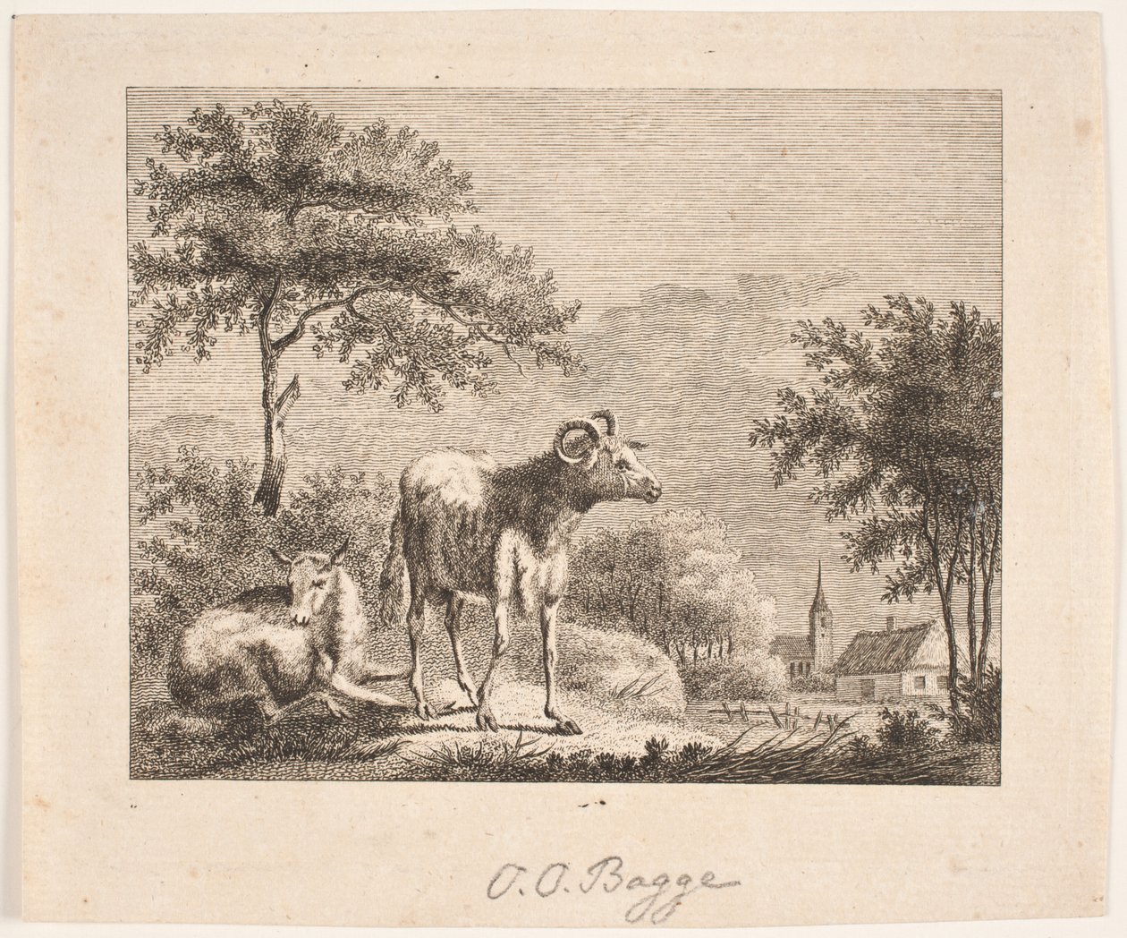 paisagem com ovelhas de Oluf Olufsen Bagge