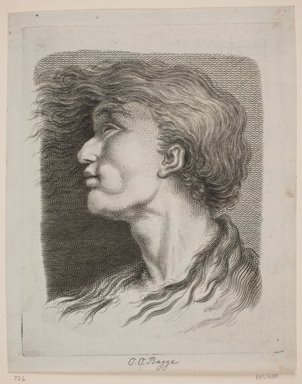 Retrato masculino com cabelo esvoaçante de Oluf Olufsen Bagge