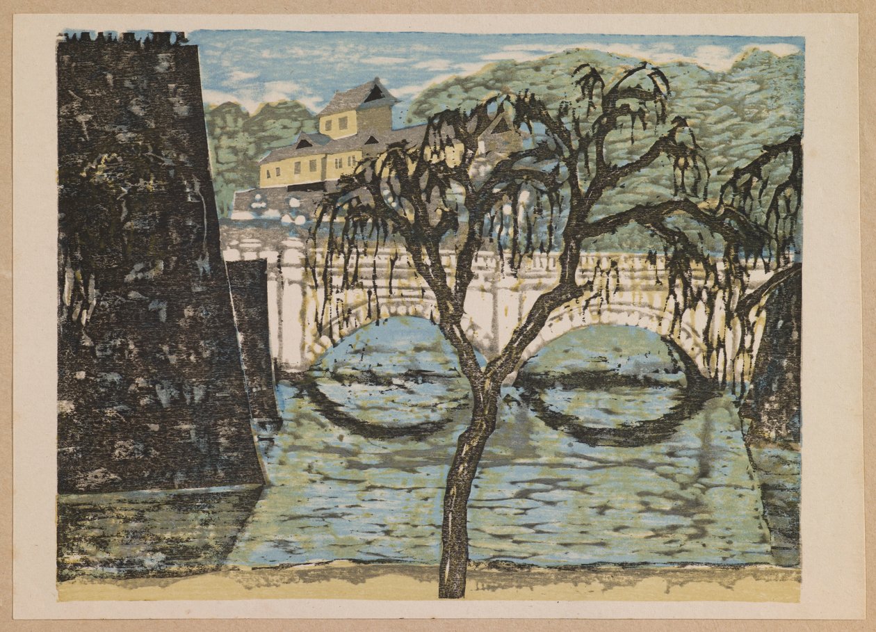 Nijūbashi, da série “Recollections of Tokyo” de Onchi Kôshirô