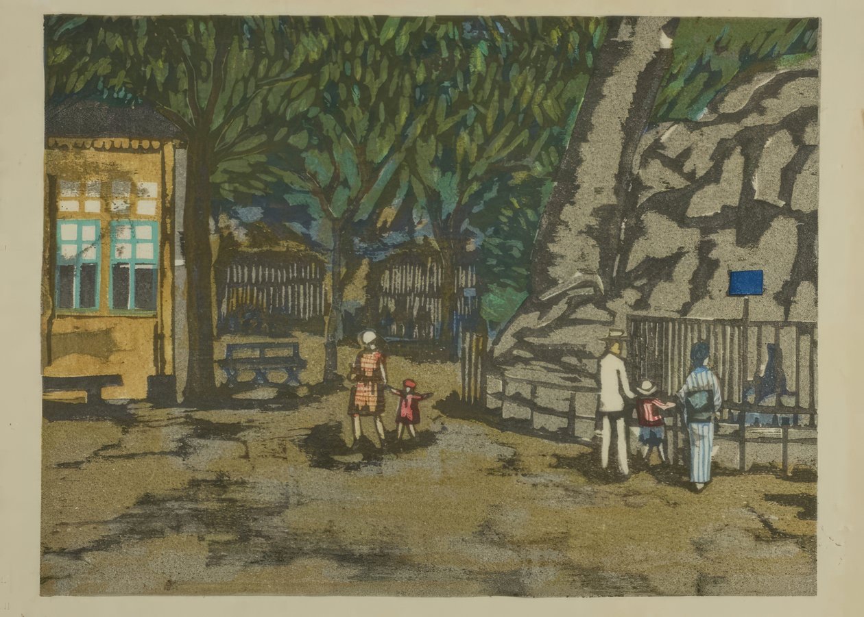 Zoológico de Ueno (Ueno dobutsuen), da série «Memórias de Tóquio (Tokyo kaiko zue)» de Onchi Kôshirô