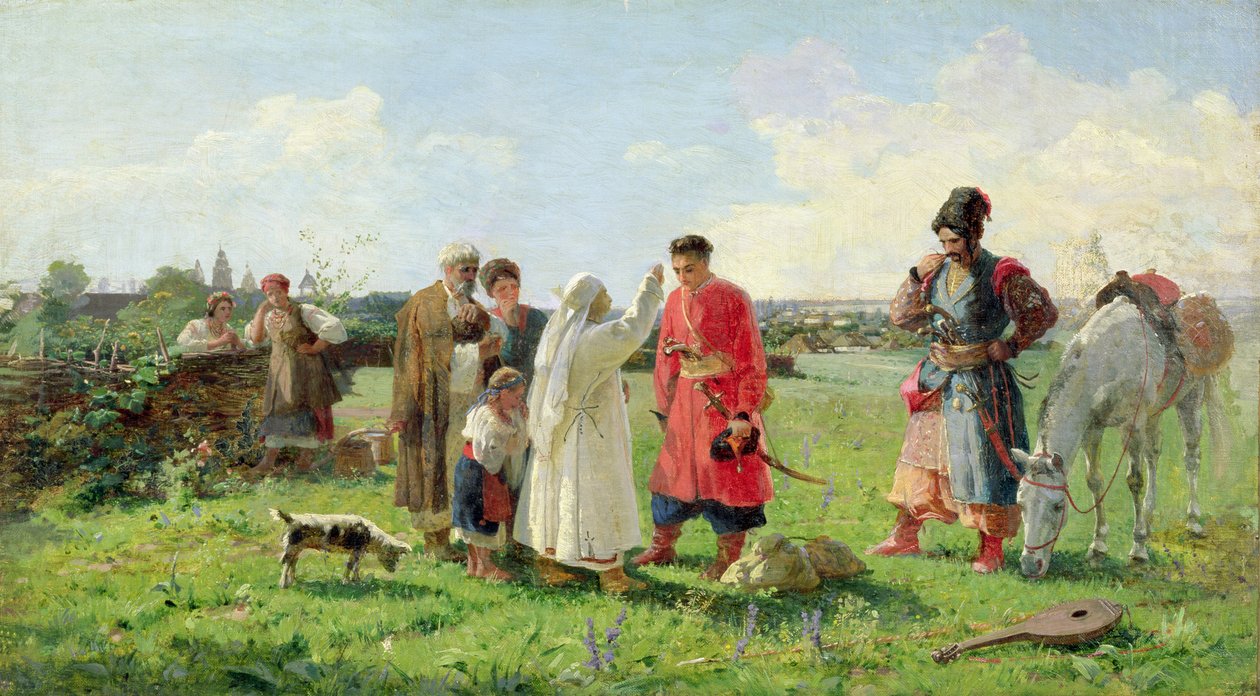 Para o Anfitrião Zaporozhian, 1889 de Opanas Georgievich Slastion