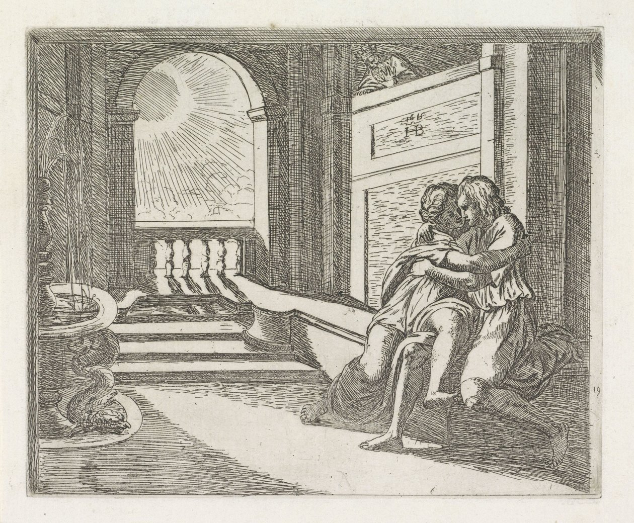 Abimeleque vê Isaque acariciando Rebeca Pinturas na Loggia de Rafael (título da série) de Orazio Borgianni