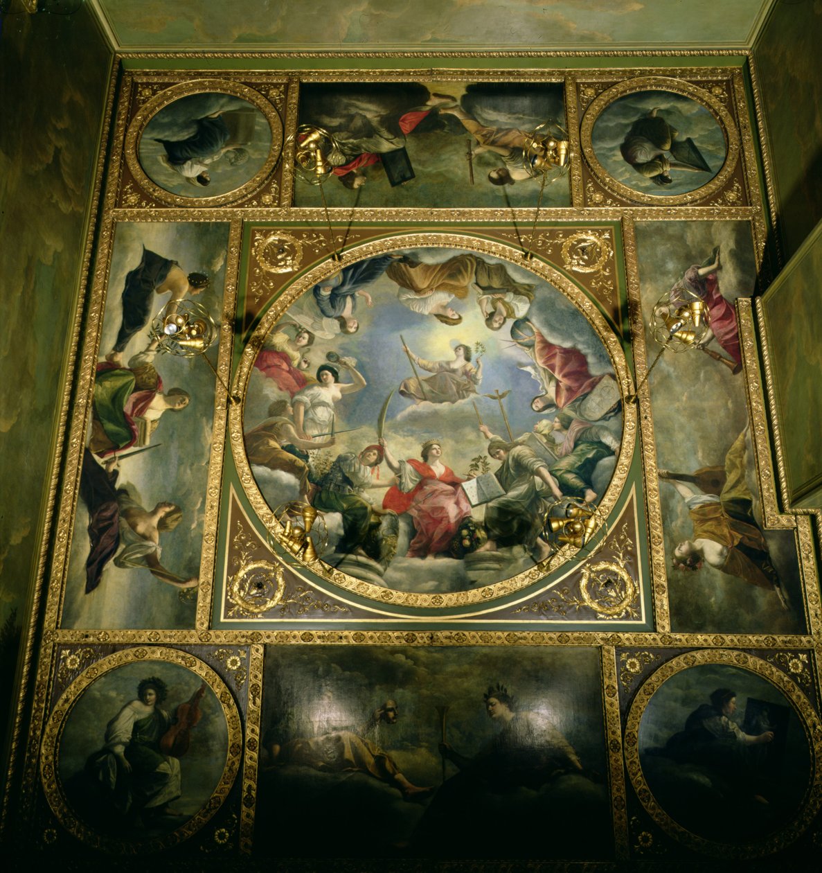 Arts and Sciences, 1636 (originalmente pintada para a Casa da Rainha em Greenwich, mas removida de lá pela Duquesa de Marlborough com a permissão da Rainha Anne) de Orazio Gentileschi