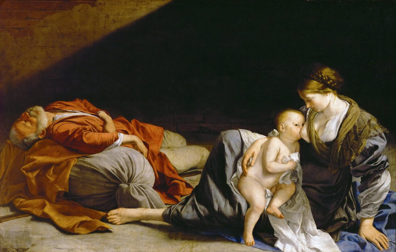 Le repos pendant la fuite en Egypte - The Rest on the Flight into Egypt - Orazio Gentileschi (1563-1638). Óleo sobre tela, ca. 1625. Dimensão : 138,5x216 cm. Museu de História de Arte, Vienne de Orazio Gentileschi