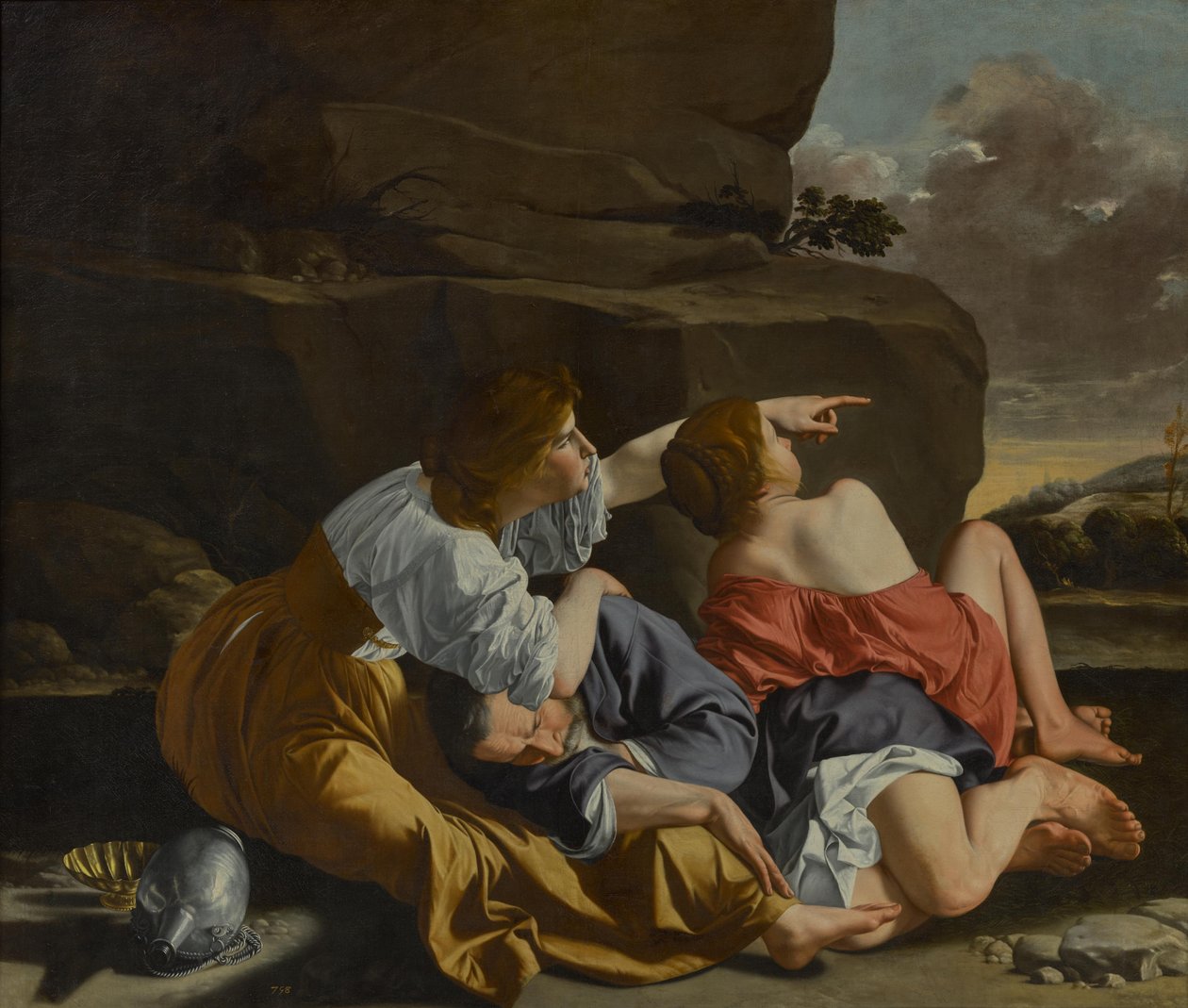 Lot e as suas filhas de Orazio Gentileschi